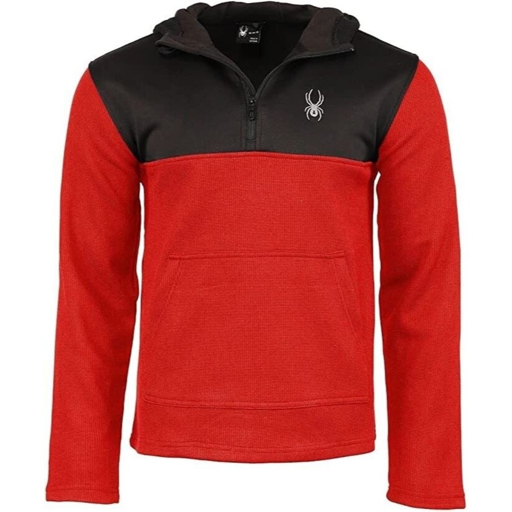 Spyder Men's Ray 1/4 Zip Pullover Hoodie‎ - MEDIUM - Racing Red